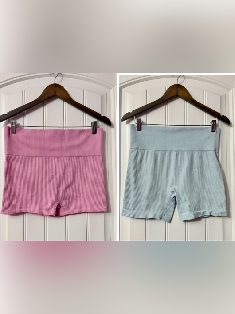 Colsie Stretchy Gym Workout Shorts Set Pink & Light Blue Size XL